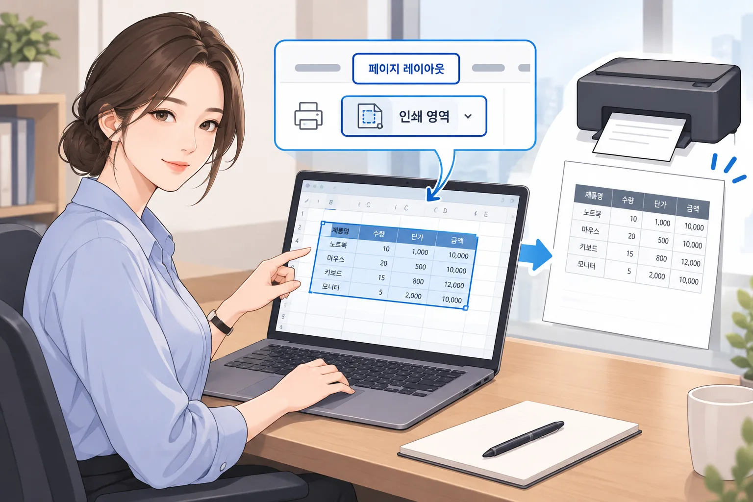 엑셀 인쇄영역 설정하는 방법 설명 이미지